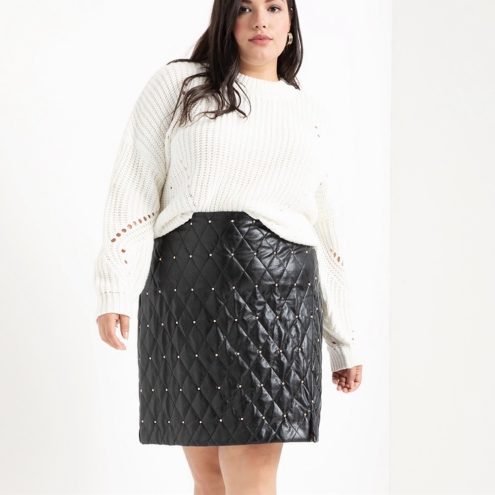 Eloquii quilted faux leather mini with studs